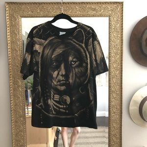 Vintage Liquid Blue Native American Print YR 1996